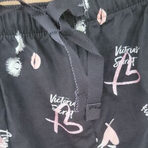 Victoria's Secret Black Pajama Pants with Pink Accents